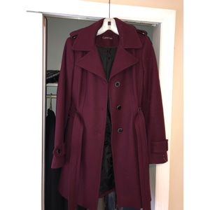 Calvin Klein Maroon Pea Coat